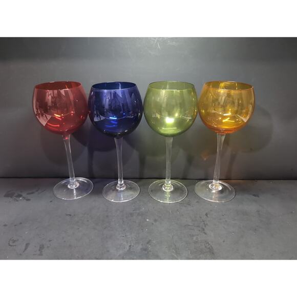 Hand Blown Balloon Wine Glasses, Vintage Cocktail Goblets, Mid-Century Stems‎ - Picture 2 of 9